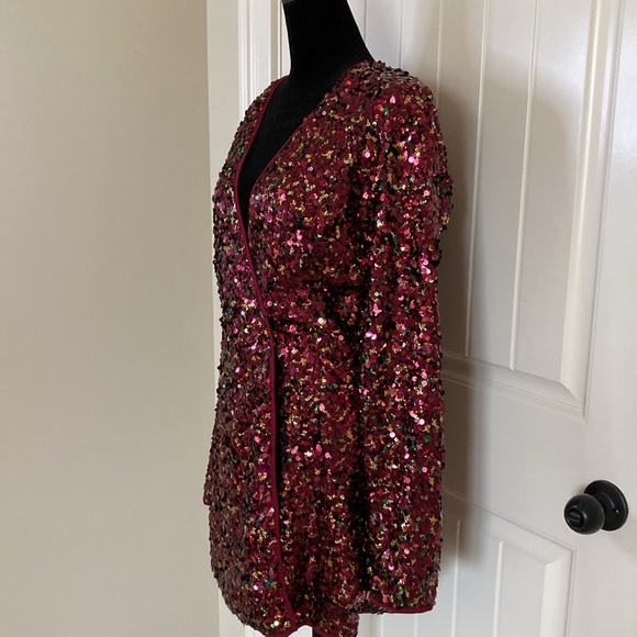 Sequin Wrap Dress in Multicolor by [Brand] - Picture 3 of 11